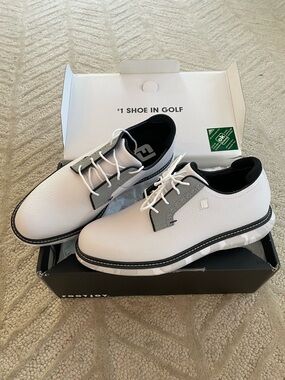 FootJoy White and Gray Men's Golf Oxfords